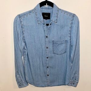 Rails Ingrid Studded Chambray Denim Button Down, XS